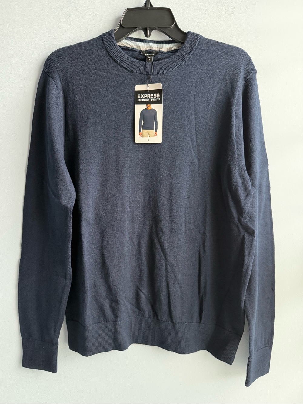 Express Men's Navy Blue Lightweight Crewneck Sweater Size Small